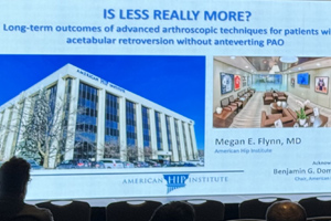 Dr. Megan Flynn presented at the ISHA Hip Preservation Society on the long-term outcomes and benefits of arthroscopic treatment for acetabular retroversion